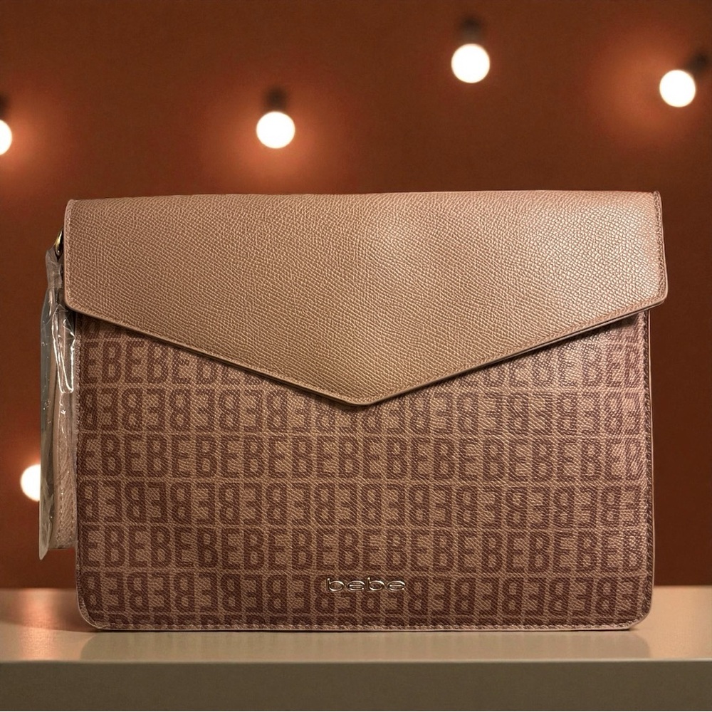 Bebe Monogram Slim Envelope Clutch Bag - Crossbody Bag